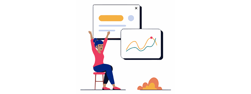 illustration d'une femme contente d'avoir atteint son PMF